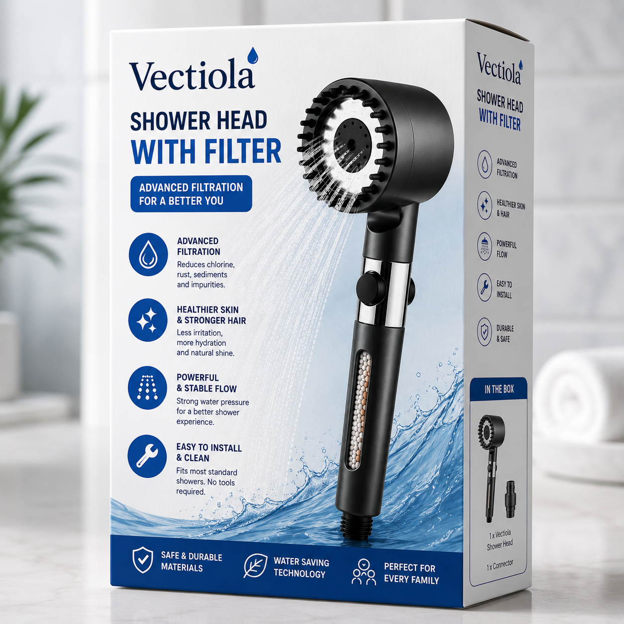 Cabezal De Ducha Con Filtro Antical y Anticloro Para Cuidar Tu Piel y Tu Cabello.